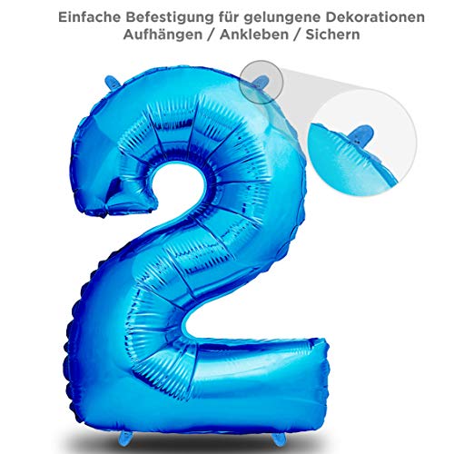 envami Globos de Cumpleãnos 2 Azul I 101 CM Globo 2 Años I Globo Numero 2 I Decoracion 2 Cumpleaños Niños I Globos Numeros Gigantes para Fiestas I Vuelan con Helio