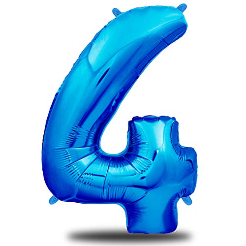 envami Globos de Cumpleãnos 4 Azul I 101 CM Globo 4 Años I Globo Numero 4 I Decoracion 4 Cumpleaños Niños I Globos Numeros Gigantes para Fiestas I Vuelan con Helio