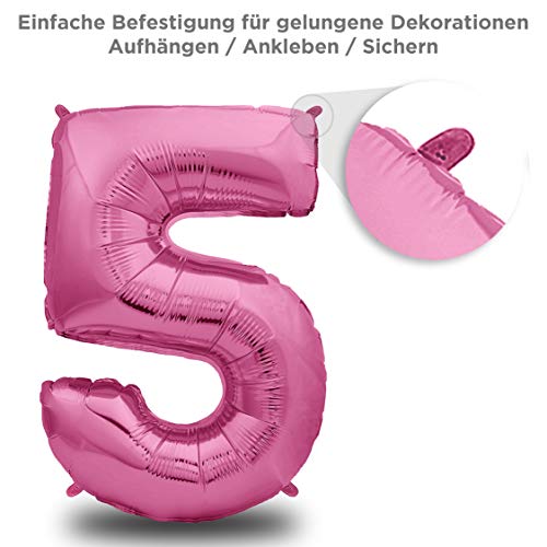 envami Globos de Cumpleãnos 5 Rosas I 101 CM Globo 5 Años I Globo Numero 5 I Decoracion 5 Cumpleaños Niñas I Globos Numeros Gigantes para Fiestas I Vuelan con Helio