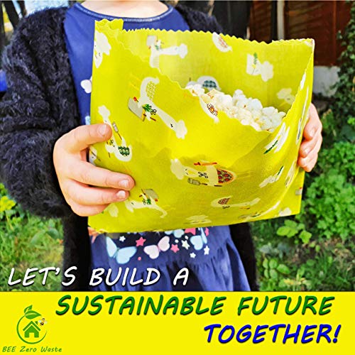 Envolturas de cera de abejas, juego de 4 extra grandes, colores aleatorios, BEE Zero Waste, UK HANDMADE, alternativa natural a la película adhesiva, biodegradable, tapas ecológicas sin plástico