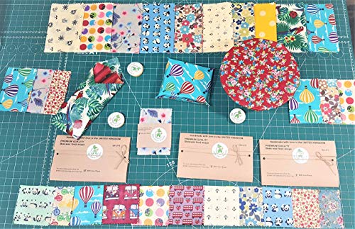 Envolturas de cera de abejas, juego de 4 extra grandes, colores aleatorios, BEE Zero Waste, UK HANDMADE, alternativa natural a la película adhesiva, biodegradable, tapas ecológicas sin plástico