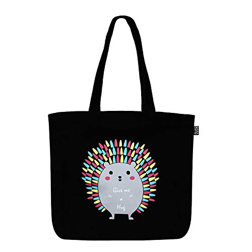 Eono bolsa grande la lona de algodón de comestibles bolsas reutilizables eco-friendly bolsa de la compra para las mujeres - impreso - me abraza porcupine