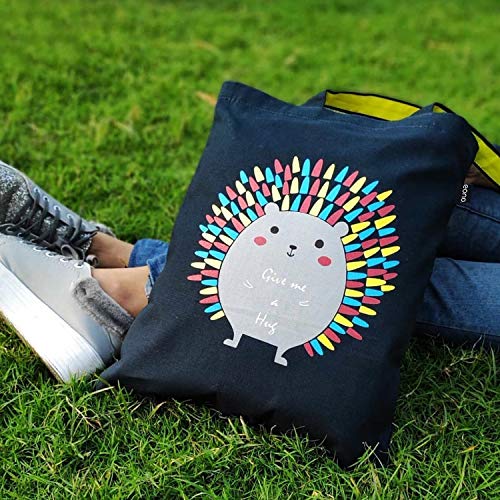 Eono Bolsas de primera calidad para mujer, Bolsas de la compra Reutilizables, Bolsas de lona 100% algodón con cremallera, Regalo Tote Bag, Bolsa de Playa, Bolsa de Hombro, Bolsa de Libros | 0603G03