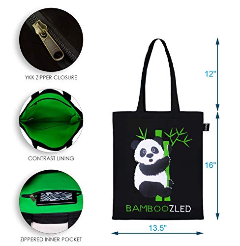 Eono Bolsas de primera calidad para mujer, Bolsas de la compra Reutilizables, Bolsas de lona 100% algodón con cremallera, Regalo Tote Bag, Bolsa de Playa, Bolsa de Hombro, Bolsa de Libros | 0602H04