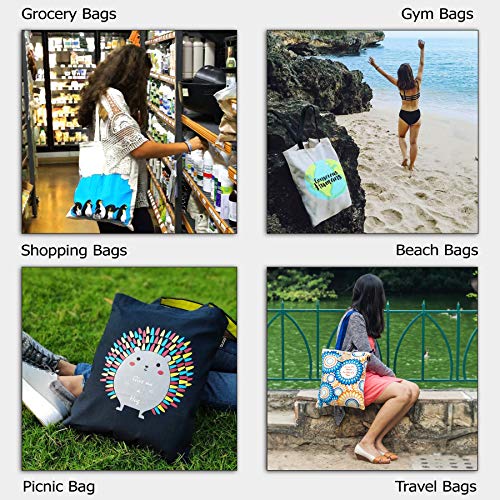 Eono Bolsas de primera calidad para mujer, Bolsas de la compra Reutilizables, Bolsas de lona 100% algodón con cremallera, Regalo Tote Bag, Bolsa de Playa, Bolsa de Hombro, Bolsa de Libros | 0602H04