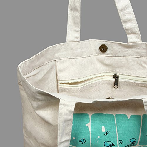 Eono Bolsos Grande Tote Para Mujer, Bolsas de la compra Reutilizables, Bolsas de lona 100% algodón con cremallera, Algono Bolsas de Supermercado, Regalo Tote Bag, Bolsa de Playa | 0201F01