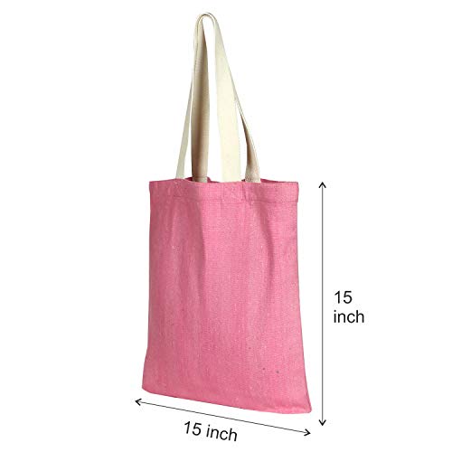 Eono Bolsos Tote Para Mujer, Bolsas de la compra Reutilizables, Algodón reciclado Bolsas de Supermercado, Regalo Tote Bag, Bolsa de Playa, Bolsa de Hombro, Bolsa de Libros | Rosado | 0407