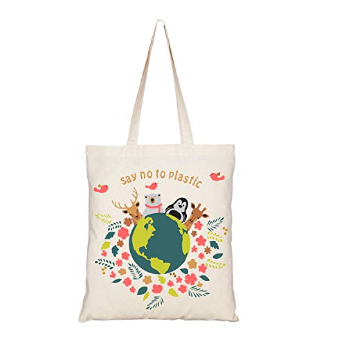 Eono Bolsos Tote Para Mujer, Bolsas de la compra Reutilizables, De Lona Bolso Bandolera, Algono Bolsas de Supermercado, Regalo Tote Bag, Bolsa de Playa, Bolsa de Hombro, Bolsa de Libros | 0101A04