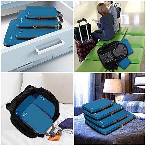 Eono by Amazon - Organizadores de Viaje de compresión expandibles, Impermeable Organizador para Maletas, Organizador de Equipaje, Cubos de Embalaje, Compression Packing Cubes, Azul Oscuro, 4 Set