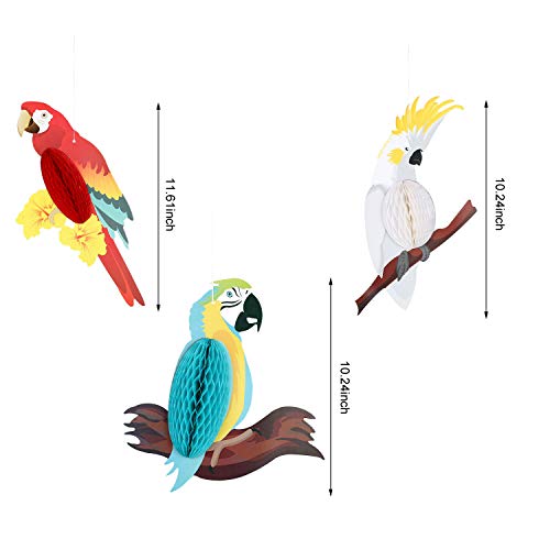 EPCHOO - Decoración para colgar loros tropicales, 6 piezas de nido de abeja para colgar pájaros, decoración del hogar, pájaros tropicales para decoración de fiesta de verano Luau Hawaiian Beach Party