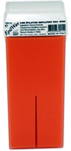 Epilwax 12 Cartuchos Roll-On de Cera Depilatoria Tibia Cera roll on de 100 ml de Cera profesional Rosa de alta calidad para Depilación con Bandas Depilatorias des las piernas, axilas, y el cuerpo
