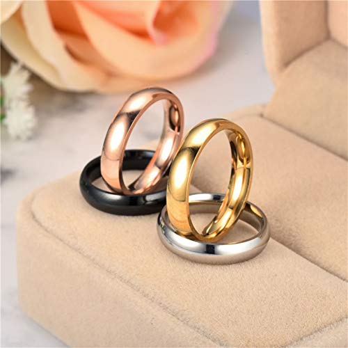 Epinki Anillos Acero Inoxidable Parejas Redondo Pulido Negro Anillos de Compromiso para Hombre Talla 20