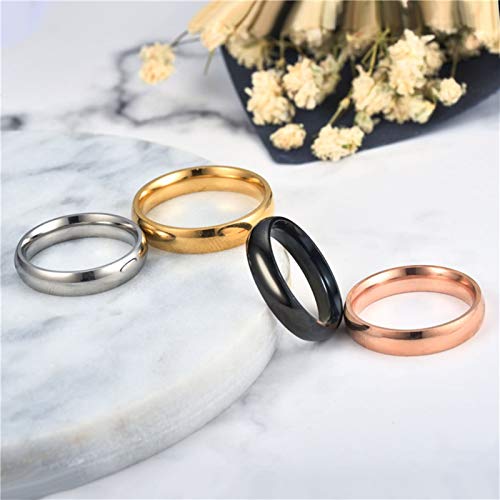Epinki Anillos Acero Inoxidable Parejas Redondo Pulido Negro Anillos de Compromiso para Hombre Talla 20