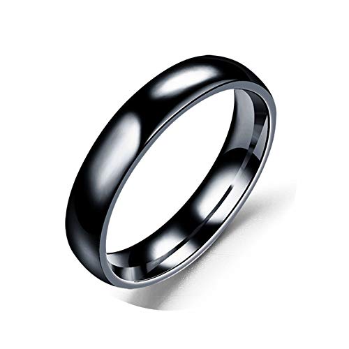 Epinki Anillos Acero Inoxidable Parejas Redondo Pulido Negro Anillos de Compromiso para Hombre Talla 20
