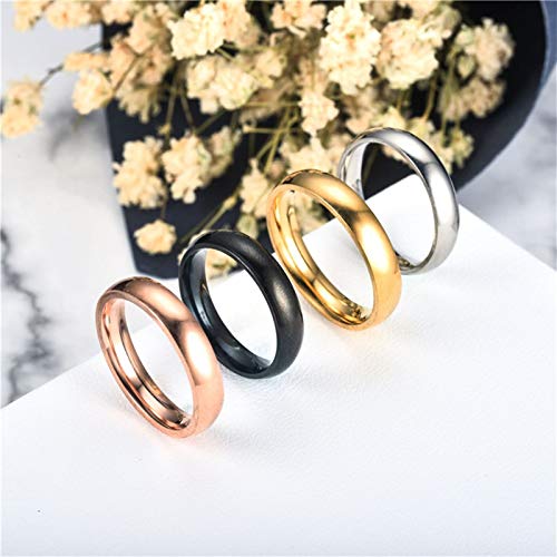 Epinki Anillos Acero Inoxidable Parejas Redondo Pulido Negro Anillos de Compromiso para Hombre Talla 20