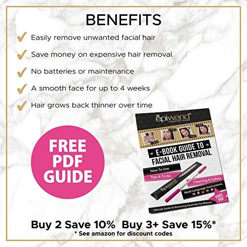 Epiwand Depiladora Facial para Mujer | Depiladora Portatil Elimina el Vello del Labio Superior, Barbilla, Mejillas, Cejas y Cuello | Depilacion para Piel Sensible | Con Caja de Regalo y Instrucciones