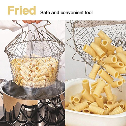 Epochair Cesta de Cocina Multiusos Plegable Utensilio de Cocina (23 cm, Acero Inoxidable)