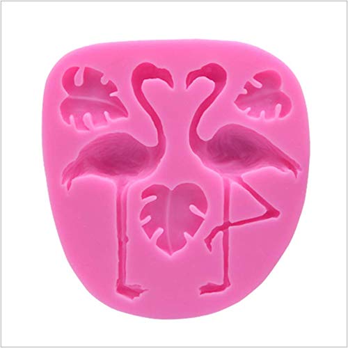 EPRHAY Molde de silicona con diseño de hojas de tortuga y flamencos, reutilizable, molde para fondant, bandejas antiadherentes, para decoración de tartas,jabón,tartas,pan,magdalenas,azúcar gumpaste
