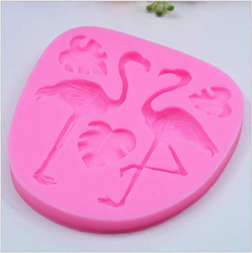 EPRHAY Molde de silicona con diseño de hojas de tortuga y flamencos, reutilizable, molde para fondant, bandejas antiadherentes, para decoración de tartas,jabón,tartas,pan,magdalenas,azúcar gumpaste