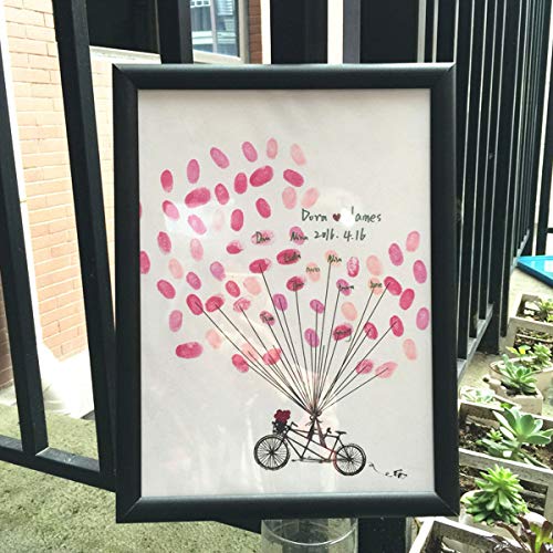 EQLEF Árbol de la Huella Digital de la Boda, Creativo DIY Fingerprint Wedding Guest Signature Book Pintura de la Lona Decoración de la Boda Suministros de la Boda del Partido (Tipo 2)