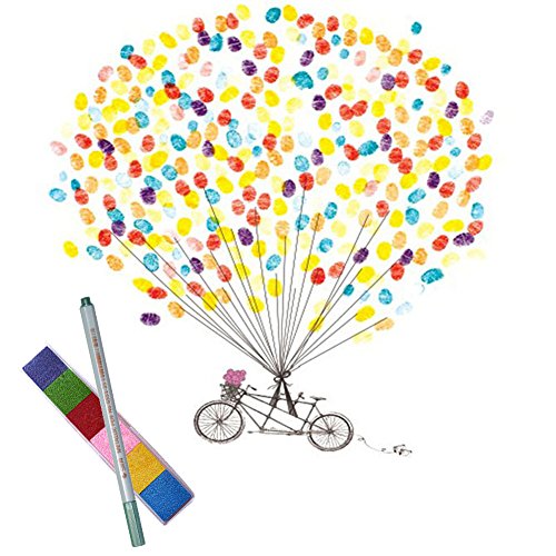 EQLEF Árbol de la Huella Digital de la Boda, Creativo DIY Fingerprint Wedding Guest Signature Book Pintura de la Lona Decoración de la Boda Suministros de la Boda del Partido (Tipo 2)