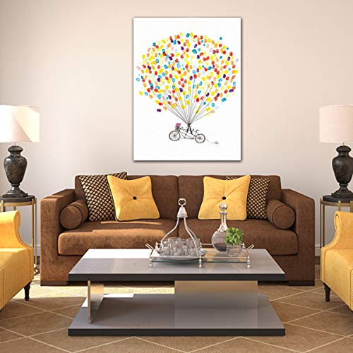 EQLEF Árbol de la Huella Digital de la Boda, Creativo DIY Fingerprint Wedding Guest Signature Book Pintura de la Lona Decoración de la Boda Suministros de la Boda del Partido (Tipo 2)