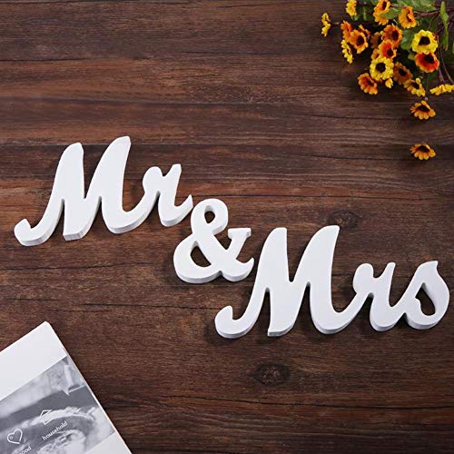 EQLEF® Mr Mrs Letras de madera, decoración de bodas Letreros de boda Presente Mesa de boda Adornos de fotografía