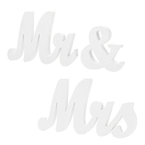 EQLEF® Mr Mrs Letras de madera, decoración de bodas Letreros de boda Presente Mesa de boda Adornos de fotografía