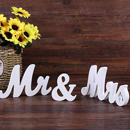 EQLEF® Mr Mrs Letras de madera, decoración de bodas Letreros de boda Presente Mesa de boda Adornos de fotografía