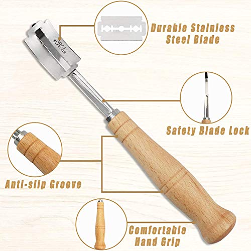 Erasky Juego de Cuchilla de Pan y Batidor de Masa Danesa-Cuchilla de Pan con 5 Cuchillas Reemplazables, Rasqueta Panadero, Cepillo de Pastelería de Silicona para Pan Casero Artesanal