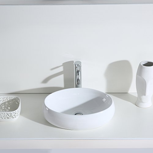 Eridanus Lavabo de Cerámica, Fregadero de Oval sobre Encimera de Serie MALIE-S(47x33x14,5cm)