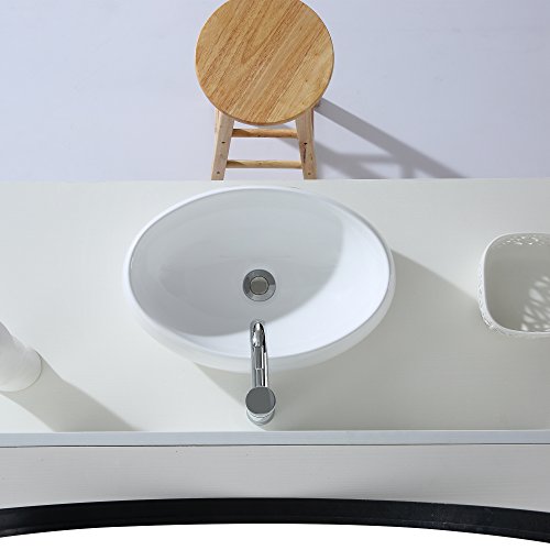 Eridanus Lavabo de Cerámica, Fregadero de Oval sobre Encimera de Serie MALIE-S(47x33x14,5cm)