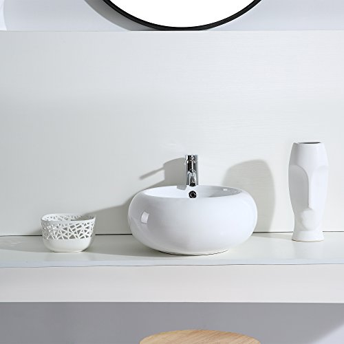 Eridanus Lavabo de Cerámica, Fregadero de Redondo sobre Encimera de Serie Luciano -01(43x43x20cm)