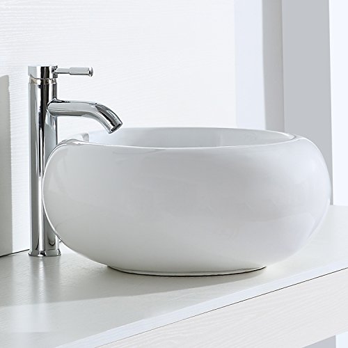 Eridanus Lavabo de Cerámica, Fregadero de Redondo sobre Encimera de Serie Luciano -01(43x43x20cm)