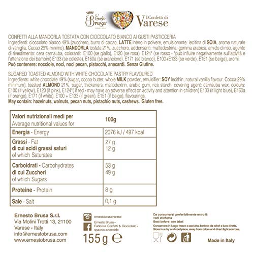 Ernesto Brusa Peladillas de Almendra Cubiertas de Chocolate Blanco con Sabor stracciatella - 155 gr