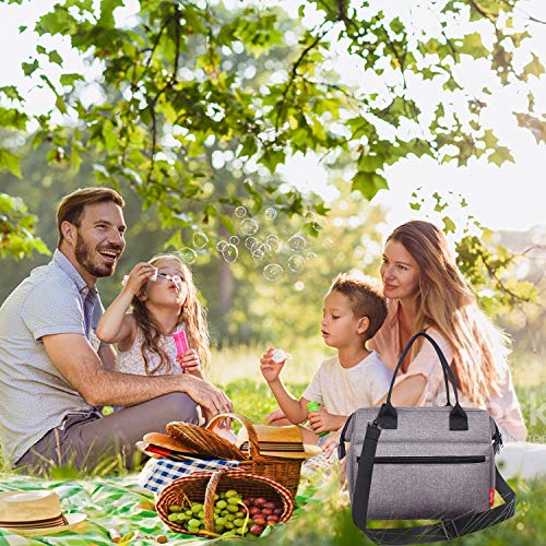 esafio Bolsas Térmicas Porta Alimentos, 12L Gran Capacidad de Bolsas para Llevar Comida Trabajo Oficina Picnic Camping Fiesta Excursión Playa Viaje Color Gris