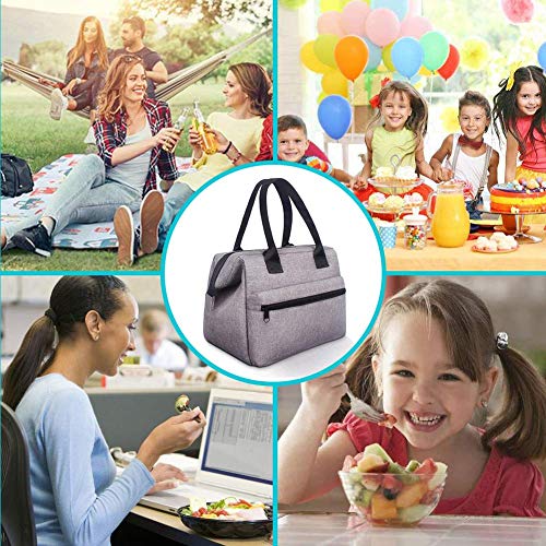 esafio Bolsas Térmicas Porta Alimentos, 12L Gran Capacidad de Bolsas para Llevar Comida Trabajo Oficina Picnic Camping Fiesta Excursión Playa Viaje Color Gris