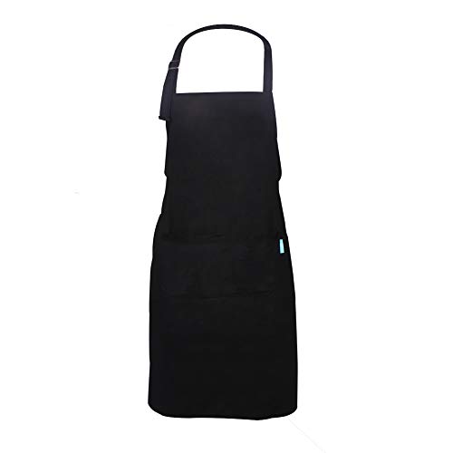 esafio Delantal de Cocina de Lona con Tira de Cuello Ajustable y 2 Bolsillos para Hornear Jardinería Restaurante Barbacoa para Hombres y Mujeres (Color Negro)