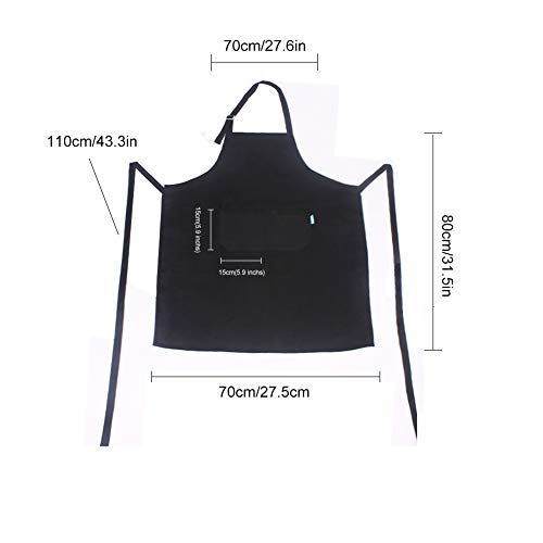esafio Delantal de Cocina de Lona con Tira de Cuello Ajustable y 2 Bolsillos para Hornear Jardinería Restaurante Barbacoa para Hombres y Mujeres (Color Negro)