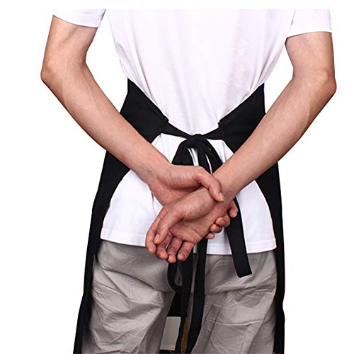 esafio Delantal de Cocina de Lona con Tira de Cuello Ajustable y 2 Bolsillos para Hornear Jardinería Restaurante Barbacoa para Hombres y Mujeres (Color Negro)