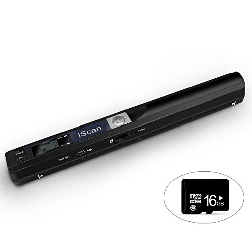 Escáner portátil de Documentos AOZBZ Portátil 900DPI Escáner de Imagen en Color USB A4 (Formato JPG/PDF Hi-Speed USB 2.0, Tarjeta Micro SD/TF de Necesidad, Pero no incluida) (Escáner + Tarjeta 16GTF)