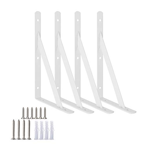 Escuadras en ángulo recto para estantes muy resistentes para montar en la pared, blanco