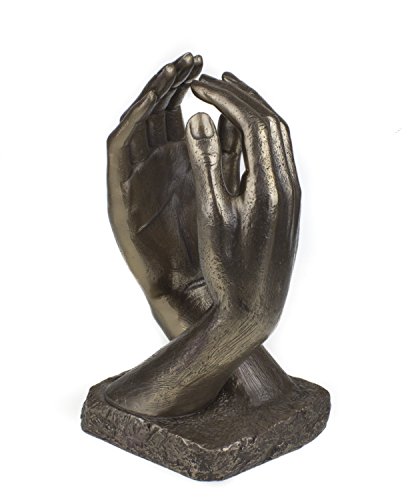 Escultura de manos de bronce fundido en frío, romántico, inspirado en La catedral del gran escultor Auguste Rodin, un gran presente de aniversario o regalo de boda