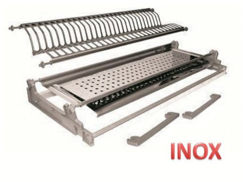 Escurreplatos para mueble, con sujeción de muelles, de 86 cm, de acero inoxidable con estructura - Fabricado en Italia