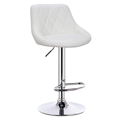 eSituro 2 uds. Taburetes de Bar Cuero Sintética Taburete Giratorio Regulable en Altura Silla Tapizada Silla de Comedor Blanco