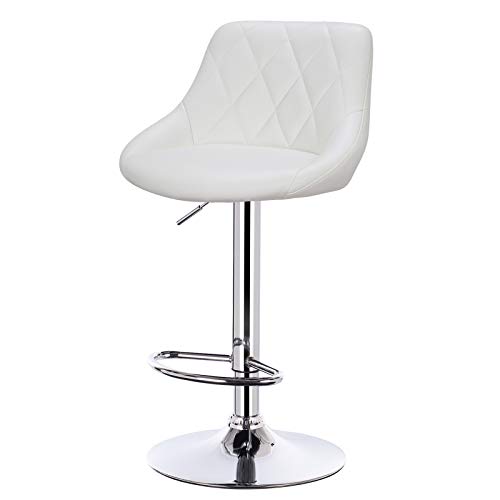 eSituro 2 uds. Taburetes de Bar Cuero Sintética Taburete Giratorio Regulable en Altura Silla Tapizada Silla de Comedor Blanco
