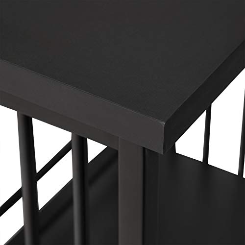 eSituro Juegos de Muebles Altas 1 Comedor Mesa y 2 Taburetes de Bar, Mesa de Bar Mesa de Cafetería Barra Cocina con Estructura de Metal con 3 Estantes 120x40x105cm Negro SBST0402+SBST0329-2