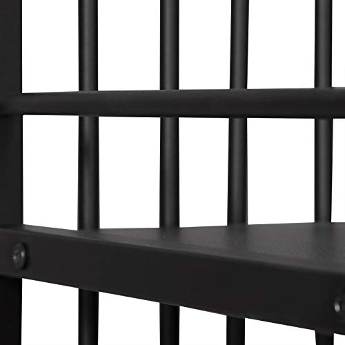 eSituro Juegos de Muebles Altas 1 Comedor Mesa y 2 Taburetes de Bar, Mesa de Bar Mesa de Cafetería Barra Cocina con Estructura de Metal con 3 Estantes 120x40x105cm Negro SBST0402+SBST0329-2