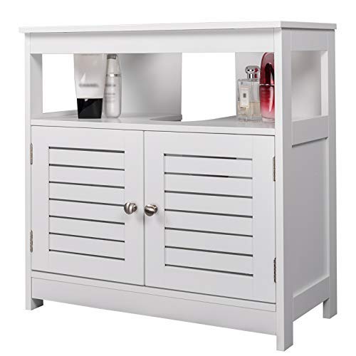 eSituro Mueble Bajo Lavabo Armario de Suelo para Baño Mueble de Baño Organizador 2 Puertas, MDF Blanco 60x30x60cm SBP0023