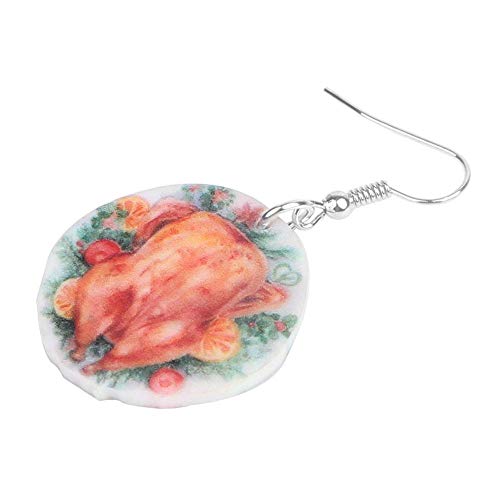 ESIVEL Pendientes de pollo de pavo asado de acción de gracias acrílico Decoraciones colgantes Joyas para mujeres Niñas Adolescentes Regalo para niños